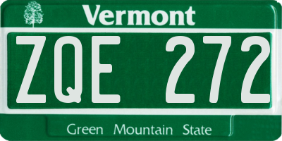 VT license plate ZQE272