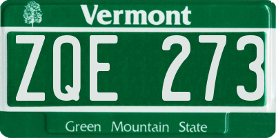 VT license plate ZQE273