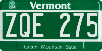 VT license plate ZQE275