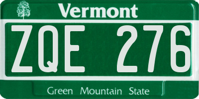 VT license plate ZQE276