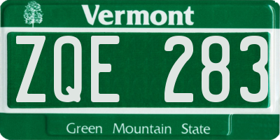 VT license plate ZQE283