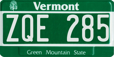 VT license plate ZQE285