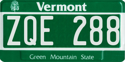 VT license plate ZQE288