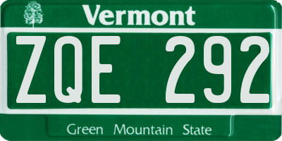 VT license plate ZQE292