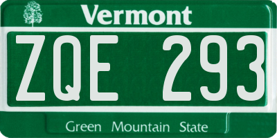 VT license plate ZQE293