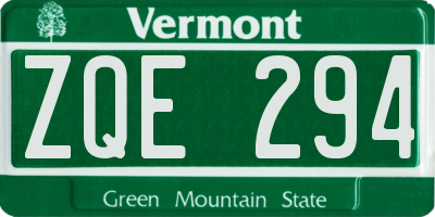 VT license plate ZQE294