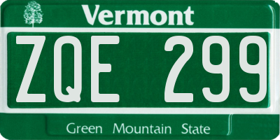 VT license plate ZQE299