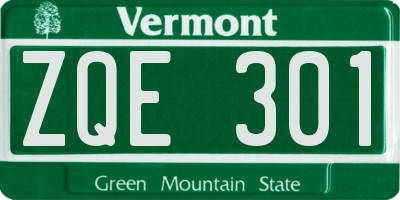 VT license plate ZQE301