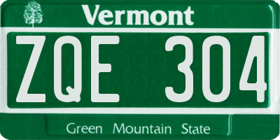 VT license plate ZQE304