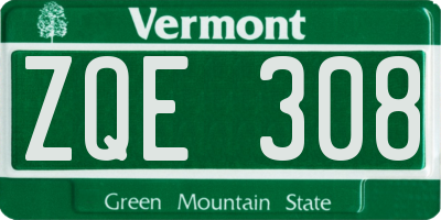 VT license plate ZQE308