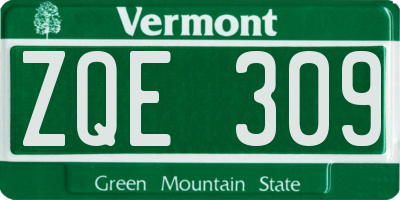 VT license plate ZQE309