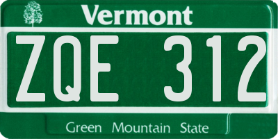 VT license plate ZQE312
