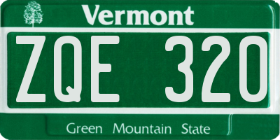 VT license plate ZQE320