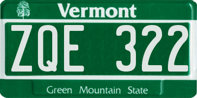 VT license plate ZQE322