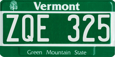 VT license plate ZQE325