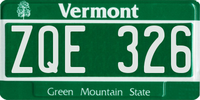 VT license plate ZQE326