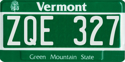 VT license plate ZQE327