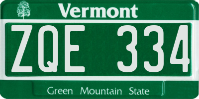 VT license plate ZQE334