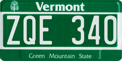 VT license plate ZQE340