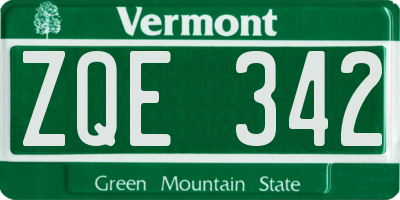 VT license plate ZQE342