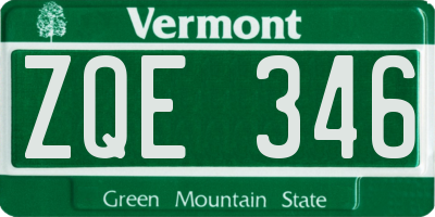 VT license plate ZQE346
