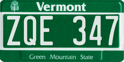VT license plate ZQE347