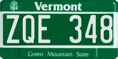 VT license plate ZQE348