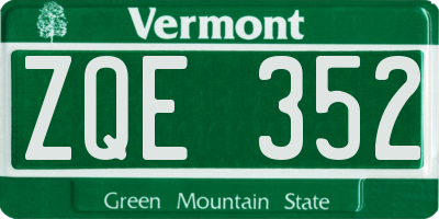 VT license plate ZQE352