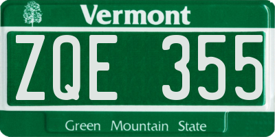 VT license plate ZQE355
