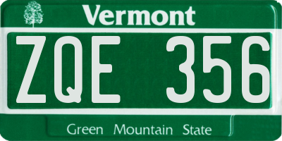 VT license plate ZQE356