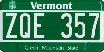VT license plate ZQE357