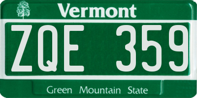 VT license plate ZQE359