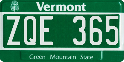 VT license plate ZQE365
