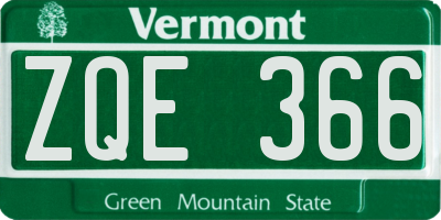 VT license plate ZQE366