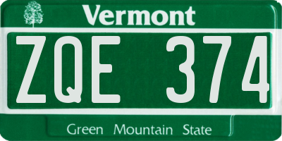 VT license plate ZQE374