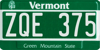 VT license plate ZQE375