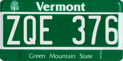 VT license plate ZQE376