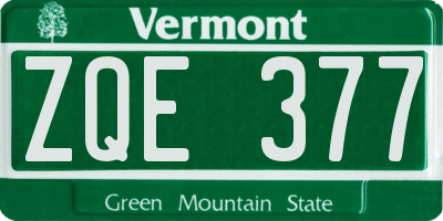VT license plate ZQE377