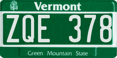 VT license plate ZQE378
