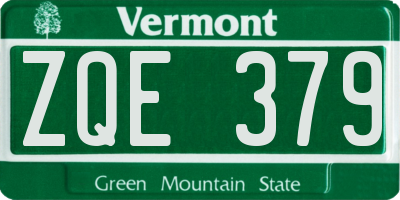 VT license plate ZQE379