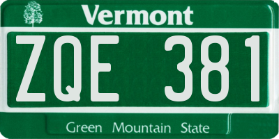 VT license plate ZQE381