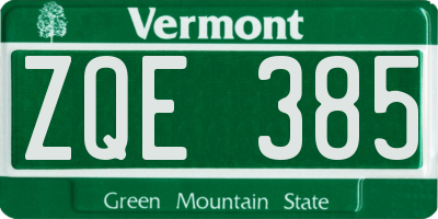 VT license plate ZQE385