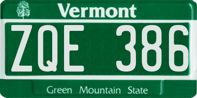 VT license plate ZQE386