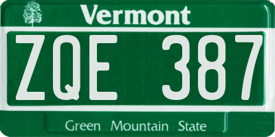 VT license plate ZQE387