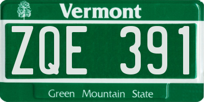 VT license plate ZQE391