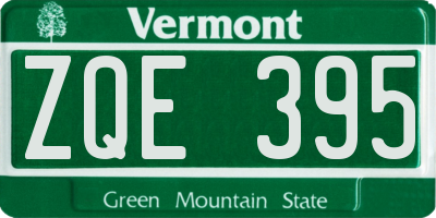 VT license plate ZQE395