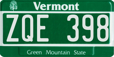 VT license plate ZQE398