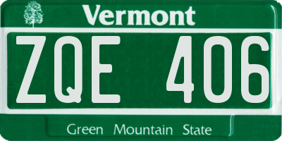 VT license plate ZQE406