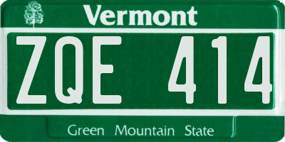 VT license plate ZQE414