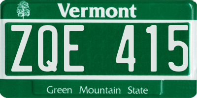 VT license plate ZQE415